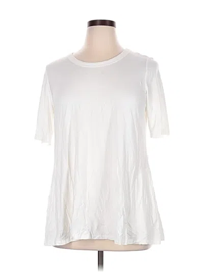 Pre-owned Logo By Lori Goldstein Short Sleeve Top White Crew Neck Tops