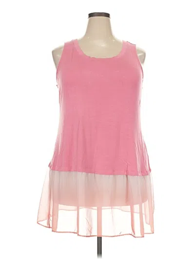 Pre-owned Logo By Lori Goldstein Tank Top Pink Crew Neck Tops