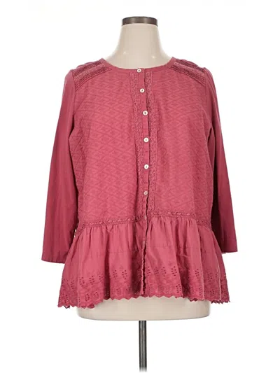 Pre-owned Logo Layers 3/4 Sleeve Blouse In Burgundy