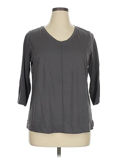 Pre-owned Logo Layers 3/4 Sleeve Top Gray V Neck Tops