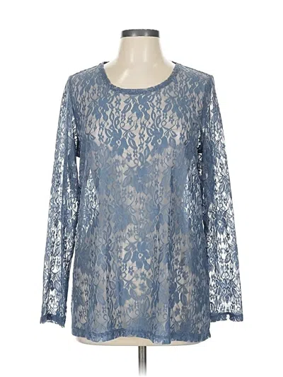 Pre-owned Logo Layers Long Sleeve Blouse In Blue