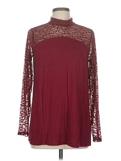 Pre-owned Logo Layers Long Sleeve Blouse In Burgundy