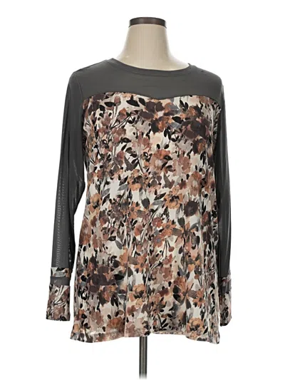 Pre-owned Logo Layers Long Sleeve Blouse In Gray