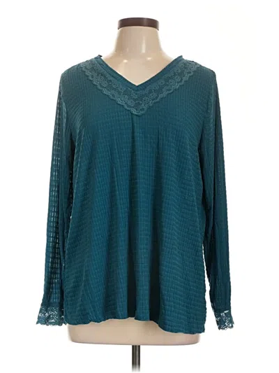 Pre-owned Logo Layers Long Sleeve Blouse In Teal