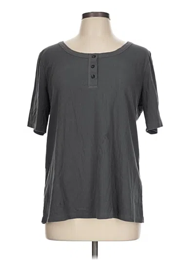 Pre-owned Logo Layers Short Sleeve Henley Shirt In Gray