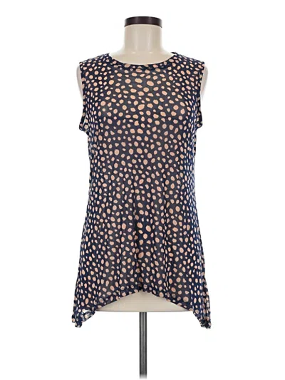 Pre-owned Logo Layers Sleeveless Top Blue Keyhole Neckline Tops