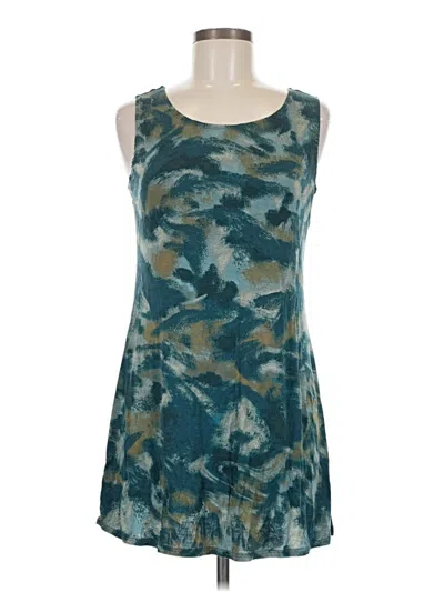 Pre-owned Logo Layers Tank Top Teal Strapless Neckline Tops In Blue