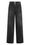 Lois Skater Loose Wide Leg Jeans In Black