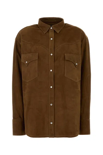 Lois Camel Suede Shirt In Brown