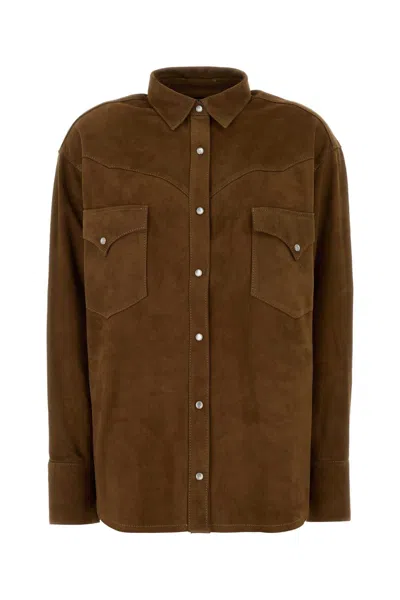 Lois Camel Suede Shirt In Animal Print