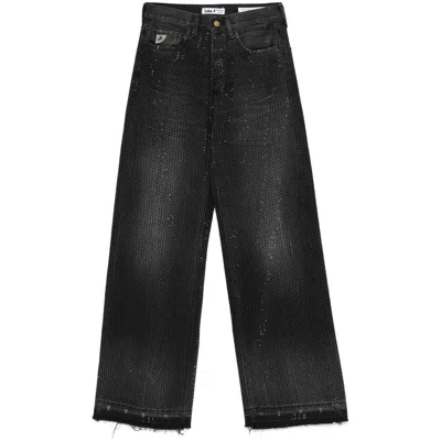 Lois Denim Wide-leg Jeans In Black