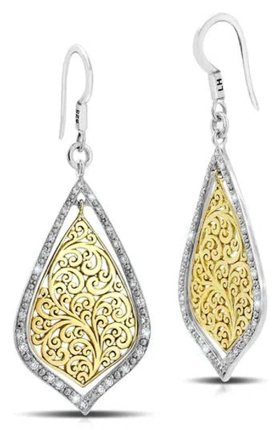 Lois Hill 18k Gold Plate Sterling Silver Diamond Pavé Drop Earrings