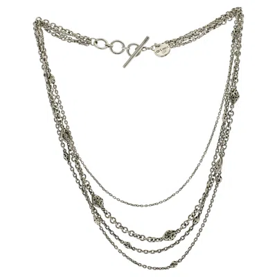 Pre-owned Lois Hill Auth S 925 Sterling Silver 4 Row Chain Beaded Necklace Size 17" In Multi