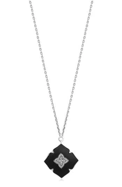 Lois Hill Sterling Silver Black Onyx & Brown Diamond Pendant Necklace In Metallic