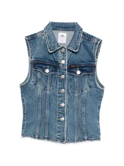Lois Jeans Buttoned Gilet In Blue