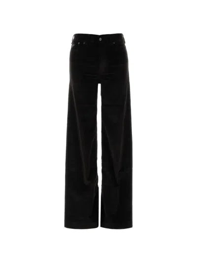 Lois Jeans Corduroy-texture Straight-leg Pants In Black