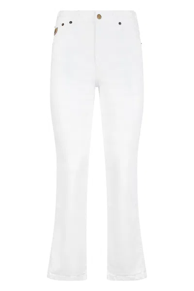 Lois Jeans Cropped Flared Denim Jeans In White