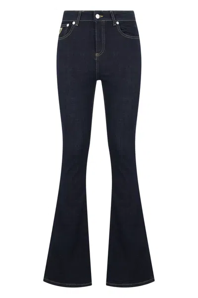 Lois Jeans Dark Rinse Denim Flared Jeans In Blue