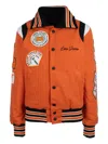 Lois Jeans Embroidered Varsity Jacket In Orange