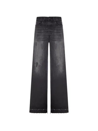 Lois Jeans Faded Distressed Jeans In Black