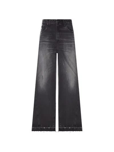 Lois Jeans Faded Wide-leg Jeans In Black