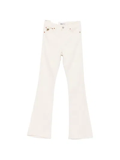Lois Jeans Logo-patch Flared Trousers In White