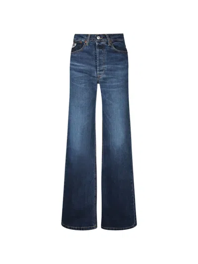 Lois Jeans Logo-patch Wide-leg Jeans In Blue