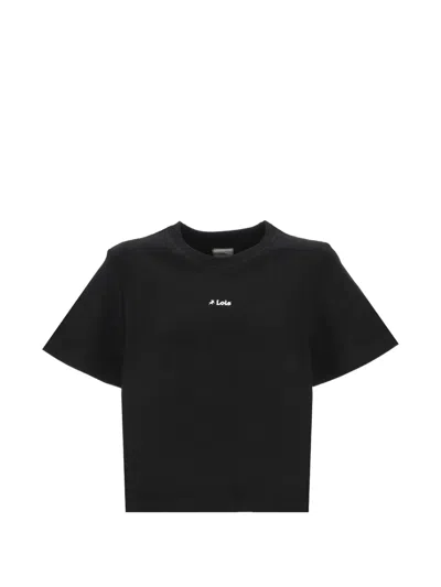 Lois Jeans Logo-print Cropped T-shirt In Black
