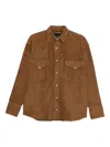Lois Jeans Long-sleeved Suede Shirt Jacket In Brown