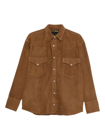 Lois Jeans Long-sleeved Suede Shirt Jacket In Brown
