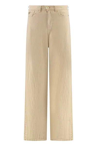 Lois Jeans Marlene Linen Trousers In Neutral