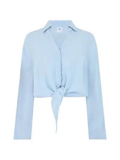 Lois Jeans Tie Front Blouse In Blue