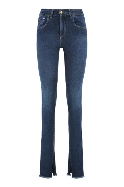 Lois Jeans Triana Mid-rise Flared Denim Jeans With 5 Pockets In Blue