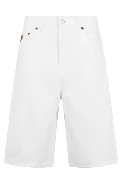 Lois Jeans Women's Cotton Denim Shorts With Front Button & Zipper In White