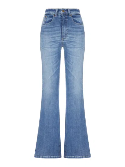 Lois Light Wash Denim Flare Jeans In Grey