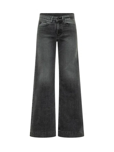 Lois Lorna Straight Palazzo Pants With Brushed Finish In Brushed Black