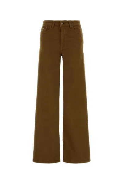 Lois Mud Stretch Cotton Palazzo Pant In Brown