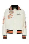 Lois White Denim Nomad Bomber Jacket In White
