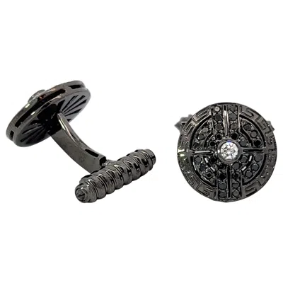 Pre-owned Lois Sasson Design 18k Black & White Diamonds Cufflinks