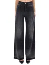 Lois Wide-leg Black Jeans With Subtle Dotted Pattern And Edgy Appeal In Black