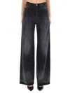 Lois Wide-leg Black Jeans With Subtle Dotted Pattern And Edgy Appeal In Gray
