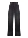 Lois Skater Loose Wide Leg Jeans In Black