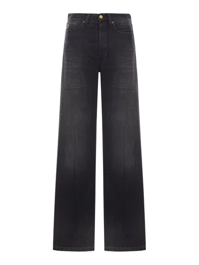 Lois Skater Loose Wide Leg Jeans In Black