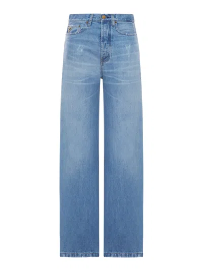 Lois Skater Loose Wide Leg Jeans In Blue