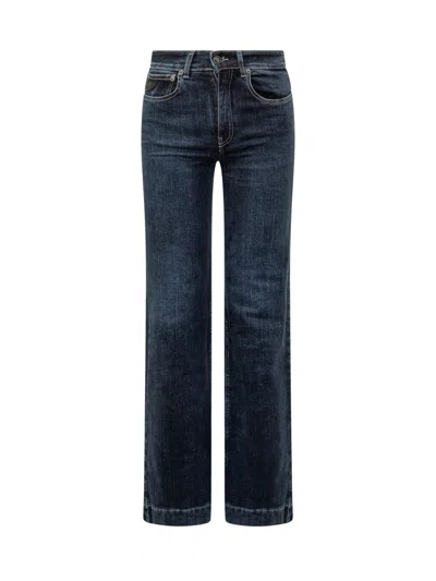 Lois Straight Palazzo Jeans In Brushed Blue