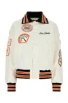 Lois White Denim Nomad Bomber Jacket In Offwhite