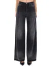 Lois Wide-leg Black Jeans With Subtle Dotted Pattern And Edgy Appeal In Black