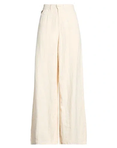 Lois Woman Pants Cream Size 27w-32l Linen In White