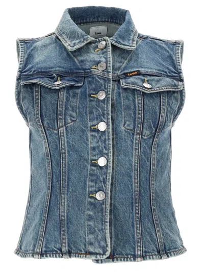 Lois Women's Denim Button-front Vest In Blue