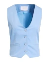 Lokita Milano Woman Tailored Vest Light Blue Size M Polyester, Viscose, Elastane